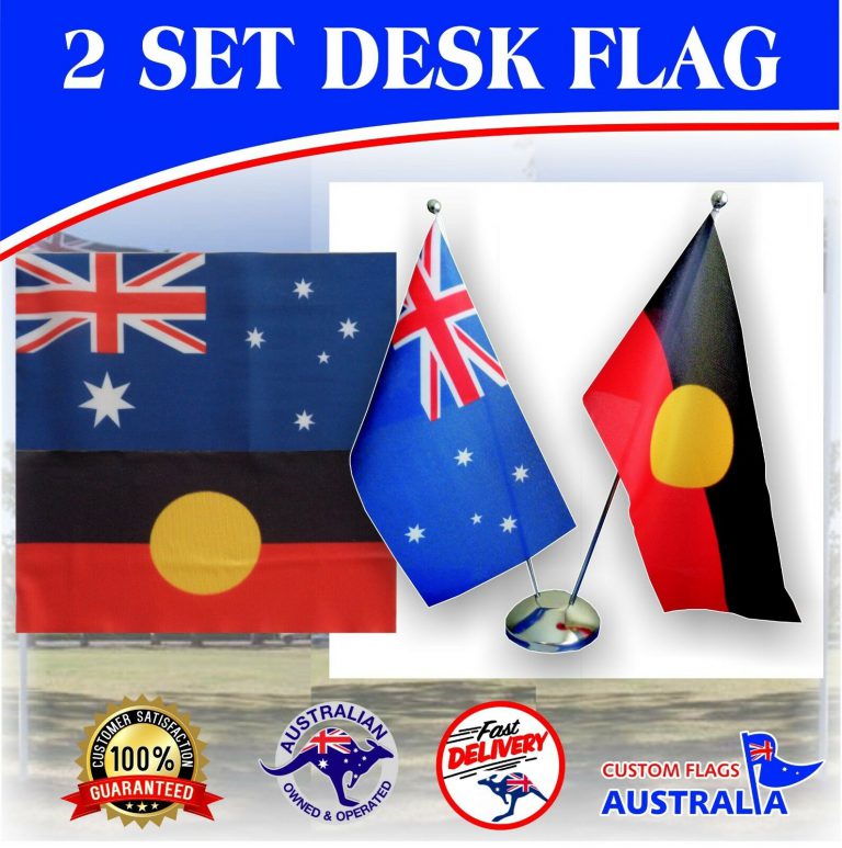Australia Flag & Aboriginal Flag Desk Flags. Custom Flag Australia