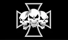 Three Skulls Iron Cross Flag