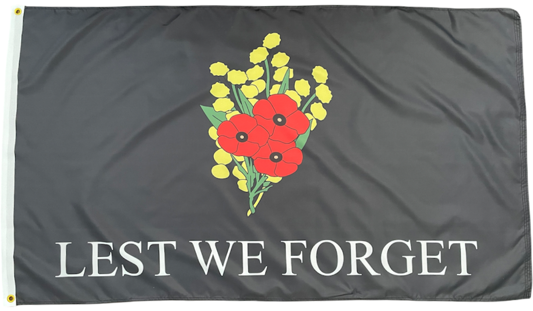 Poppy Wattle Flower Flag Lest We Forget Flag